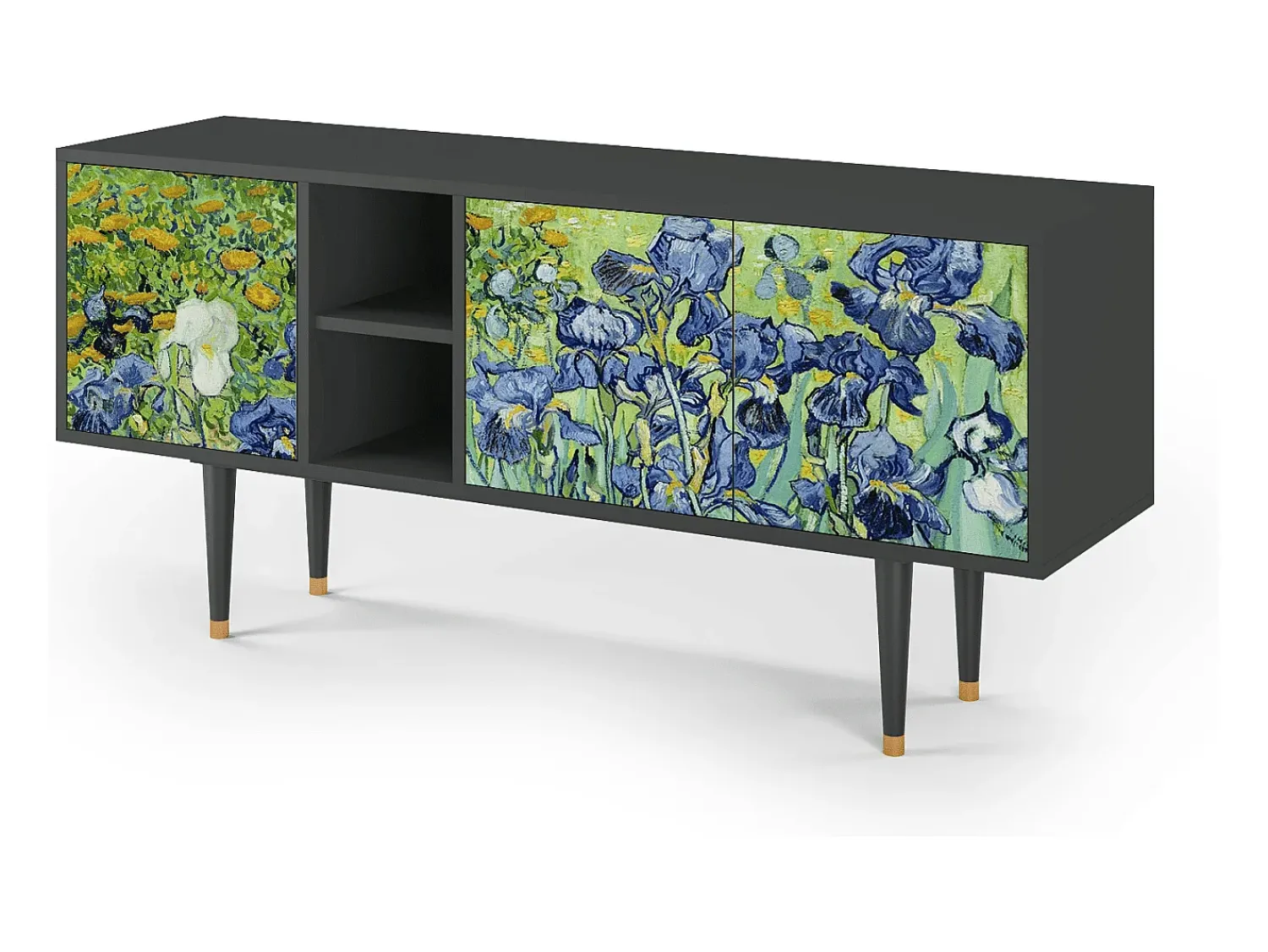 Mueble de TV - 150х69х41 cm - T5 - Irises , Antracite Cinza antracite