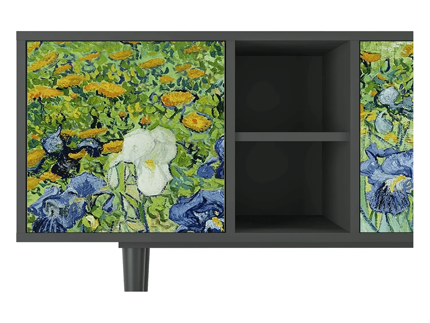 Mueble de TV - 150х69х41 cm - T5 - Irises , Antracite Cinza antracite