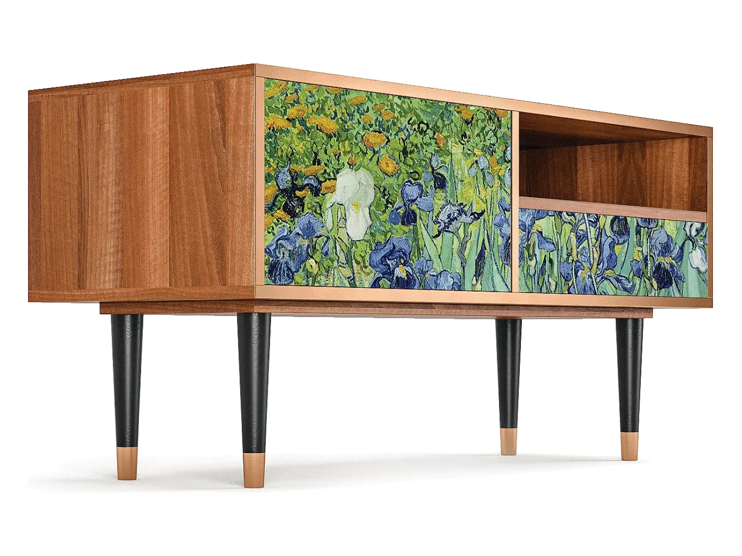 Móvel De Tv* Mueble de TV - 115х59х48 cm - T3 - Irises , Nogueira Castanho