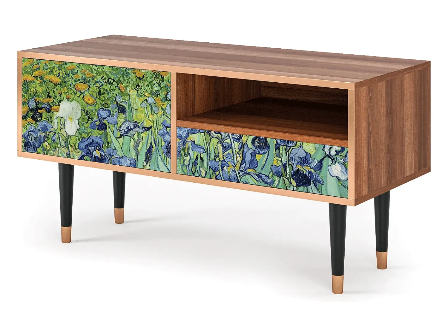 Móvel De Tv* Mueble de TV - 115х59х48 cm - T3 - Irises , Nogueira Castanho