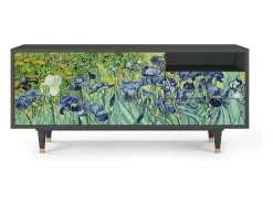 Móvel De Tv| Mueble de TV - 125х56х41 cm - T7 - Irises , Antracite Cinza antracite