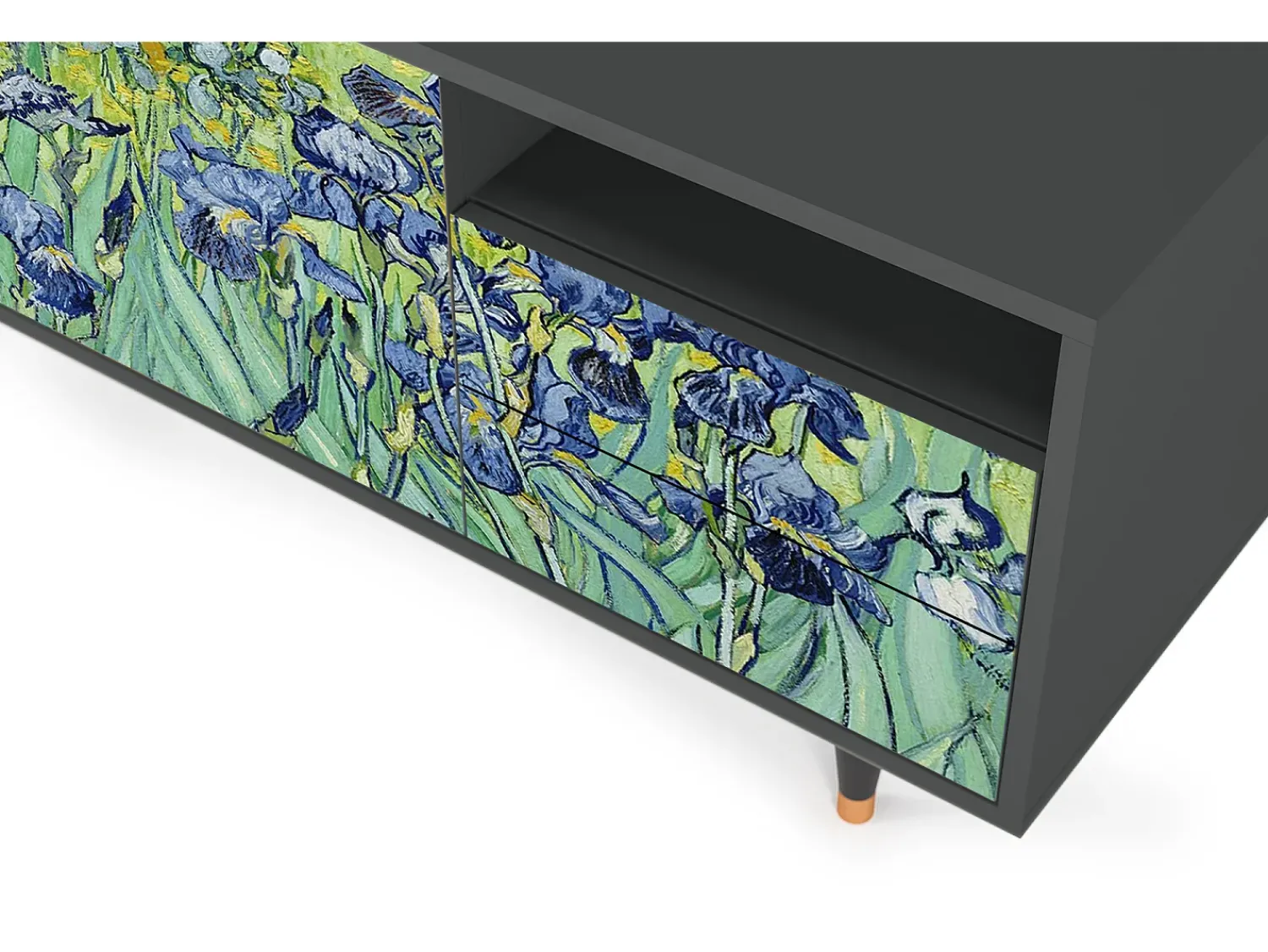 Móvel De Tv| Mueble de TV - 125х56х41 cm - T7 - Irises , Antracite Cinza antracite