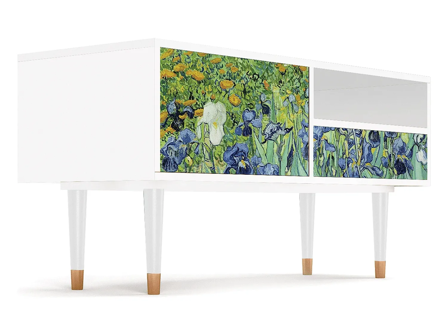 Móvel De Tv* Mueble de TV - 115х59х48 cm - T3 - Irises , Branco Bege