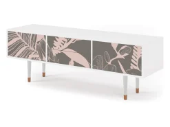 Mueble de TV - 170х59х48 cm - T4 - Issabelline Flower, Branco Bege