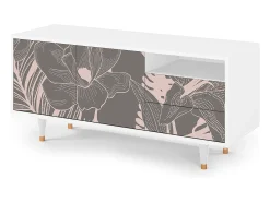 Móvel De Tv* Mueble de TV - 125х56х41 cm - T7 - Issabelline Flower, Branco Bege