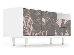 Móvel De Tv* Mueble de TV - 125х56х41 cm - T7 - Issabelline Flower, Branco Bege