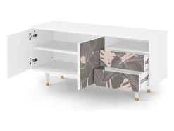 Móvel De Tv* Mueble de TV - 125х56х41 cm - T7 - Issabelline Flower, Branco Bege