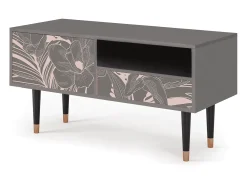 Móvel De Tv* Mueble de TV - 115х59х48 cm - T3 - Issabelline Flower, Cinza Cinzento