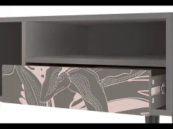 Móvel De Tv* Mueble de TV - 115х59х48 cm - T3 - Issabelline Flower, Cinza Cinzento