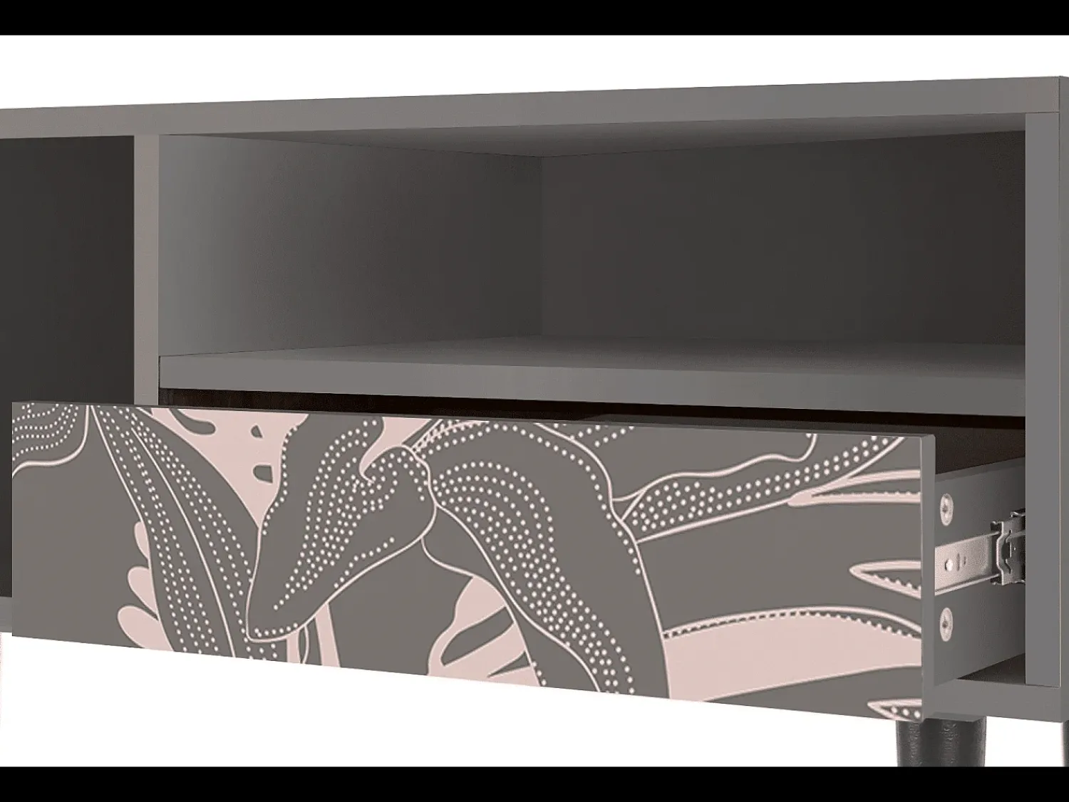 Móvel De Tv* Mueble de TV - 115х59х48 cm - T3 - Issabelline Flower, Cinza Cinzento