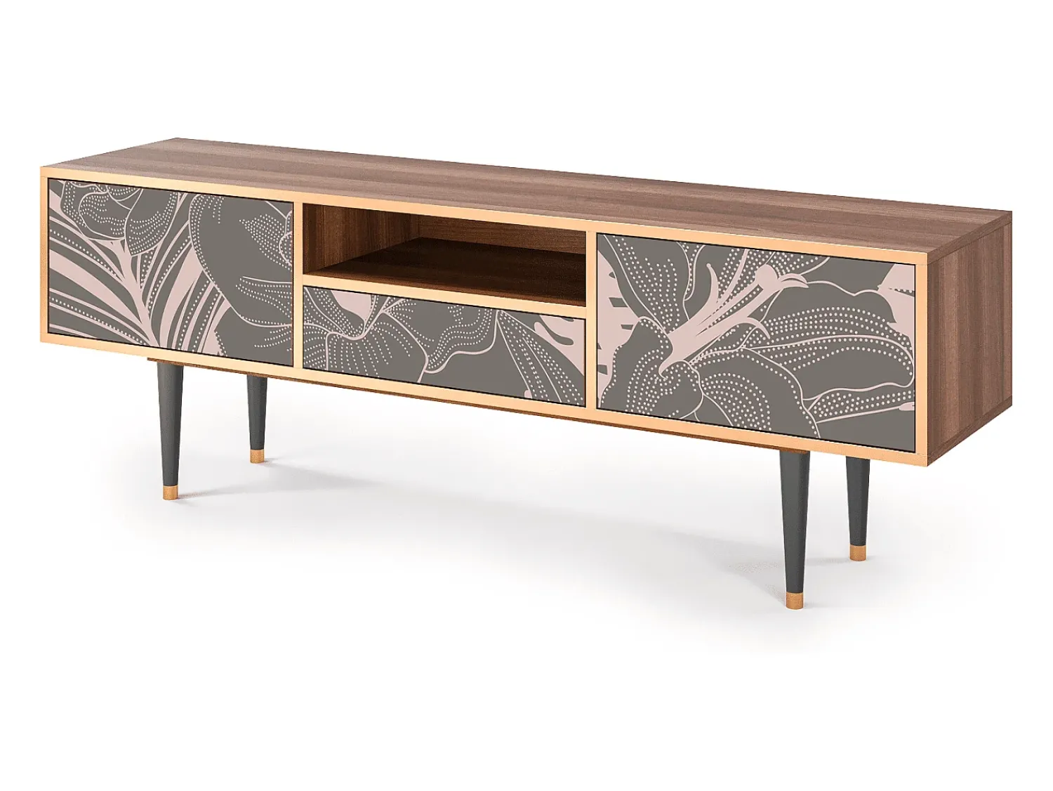 Móvel De Tv* Mueble de TV - 170х59х41 cm - T6 - Issabelline Flower, Nogueira Castanho