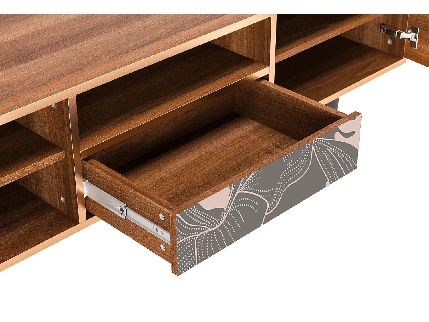 Móvel De Tv* Mueble de TV - 170х59х41 cm - T6 - Issabelline Flower, Nogueira Castanho