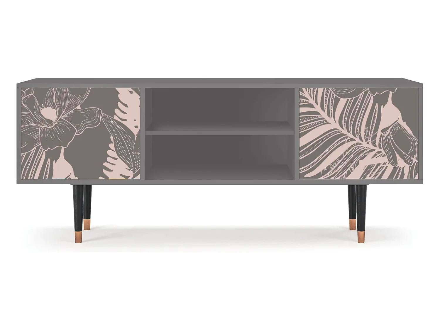 Móvel De Tv| Mueble de TV - 170х69х48 cm - T2 - Issabelline Flower, Cinza Cinzento