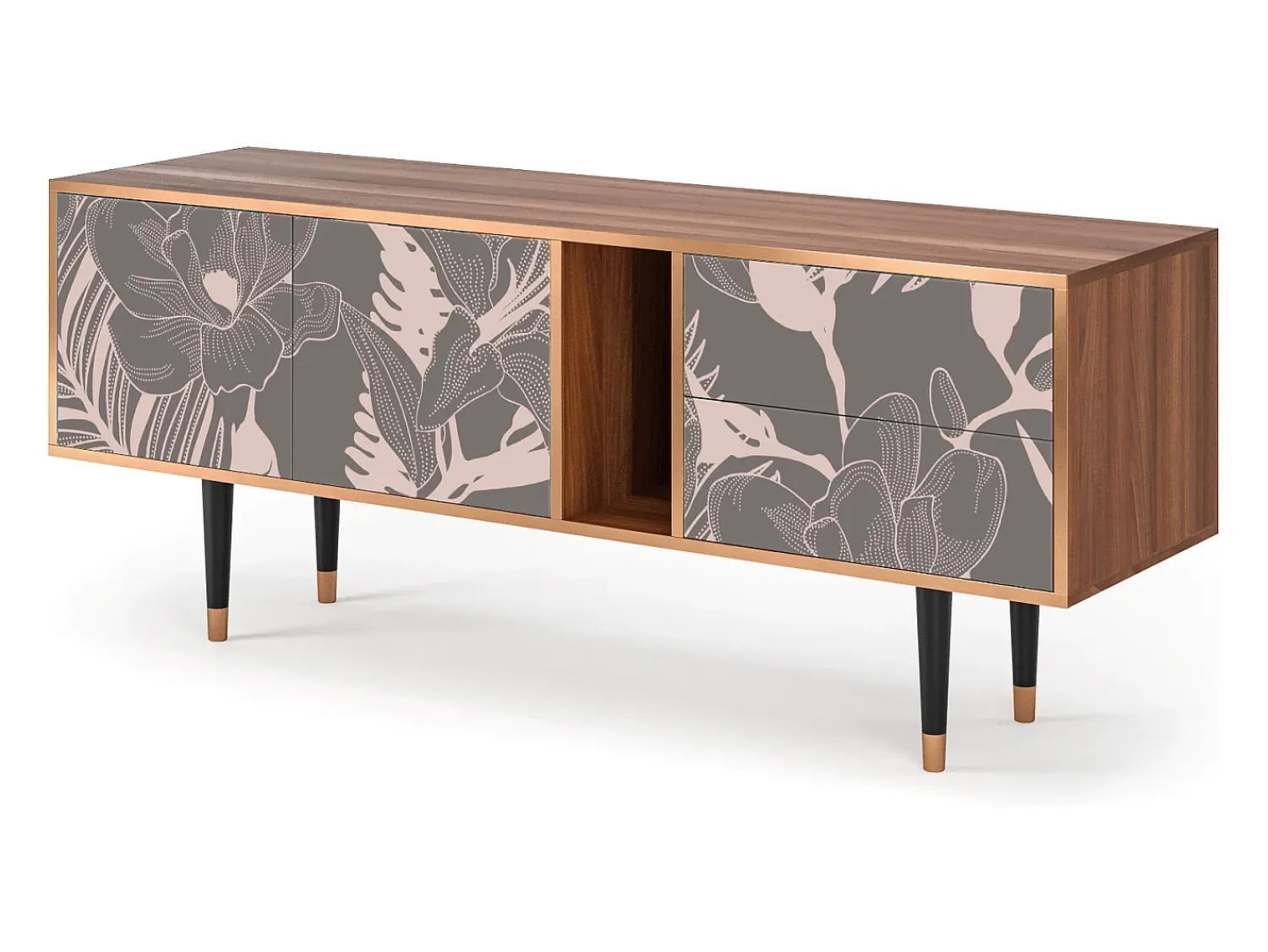 Mueble de TV - 170х69х48 cm - T1 - Issabelline Flower, Nogueira Castanho