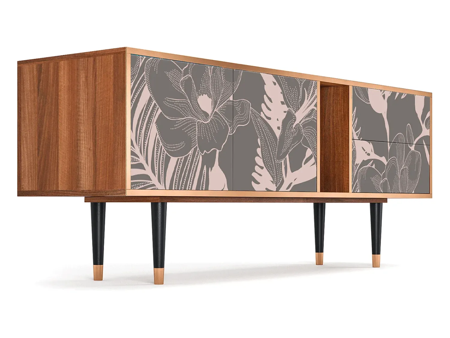 Mueble de TV - 170х69х48 cm - T1 - Issabelline Flower, Nogueira Castanho