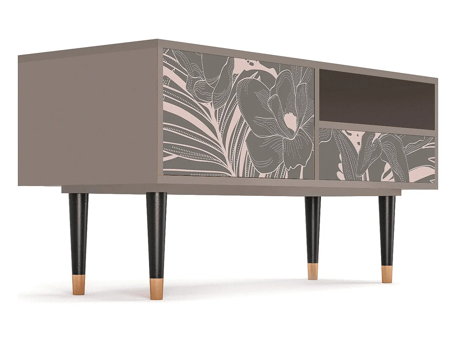 Clearance Mueble de TV - 115х59х48 cm - T3 - Issabelline Flower, Latte Bege