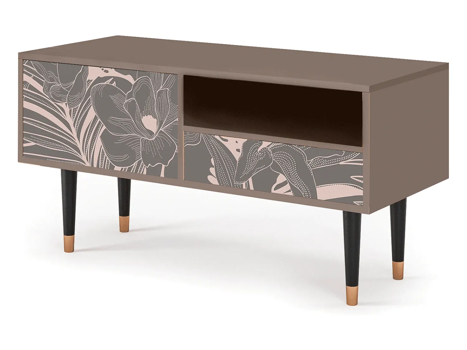 Clearance Mueble de TV - 115х59х48 cm - T3 - Issabelline Flower, Latte Bege