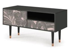 Móvel De Tv* Mueble de TV - 115х59х48 cm - T3 - Issabelline Flower, Antracite Cinza antracite
