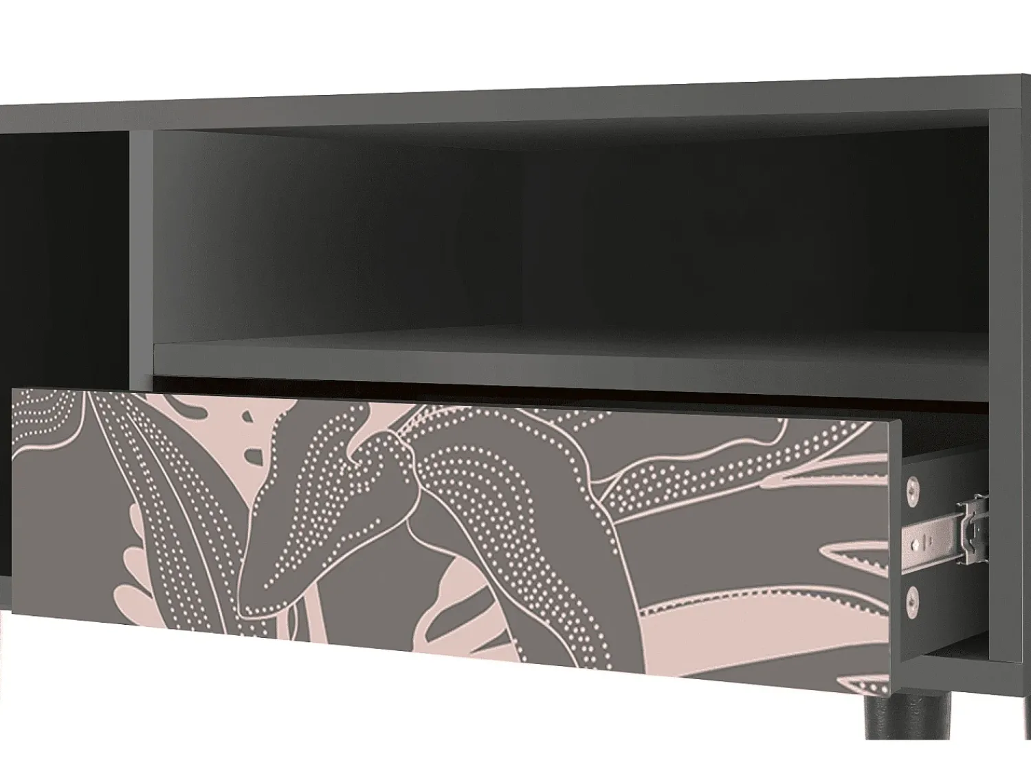 Móvel De Tv* Mueble de TV - 115х59х48 cm - T3 - Issabelline Flower, Antracite Cinza antracite