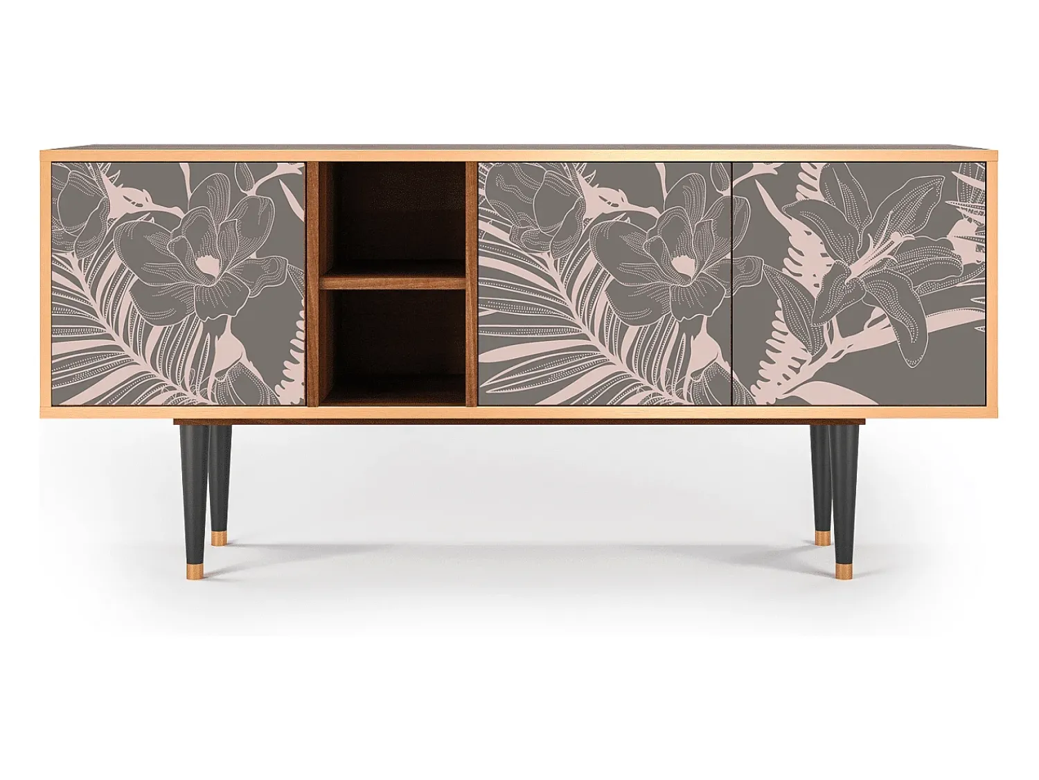 Móvel De Tv* Mueble de TV - 150х69х41 cm - T5 - Issabelline Flower, Nogueira Castanho