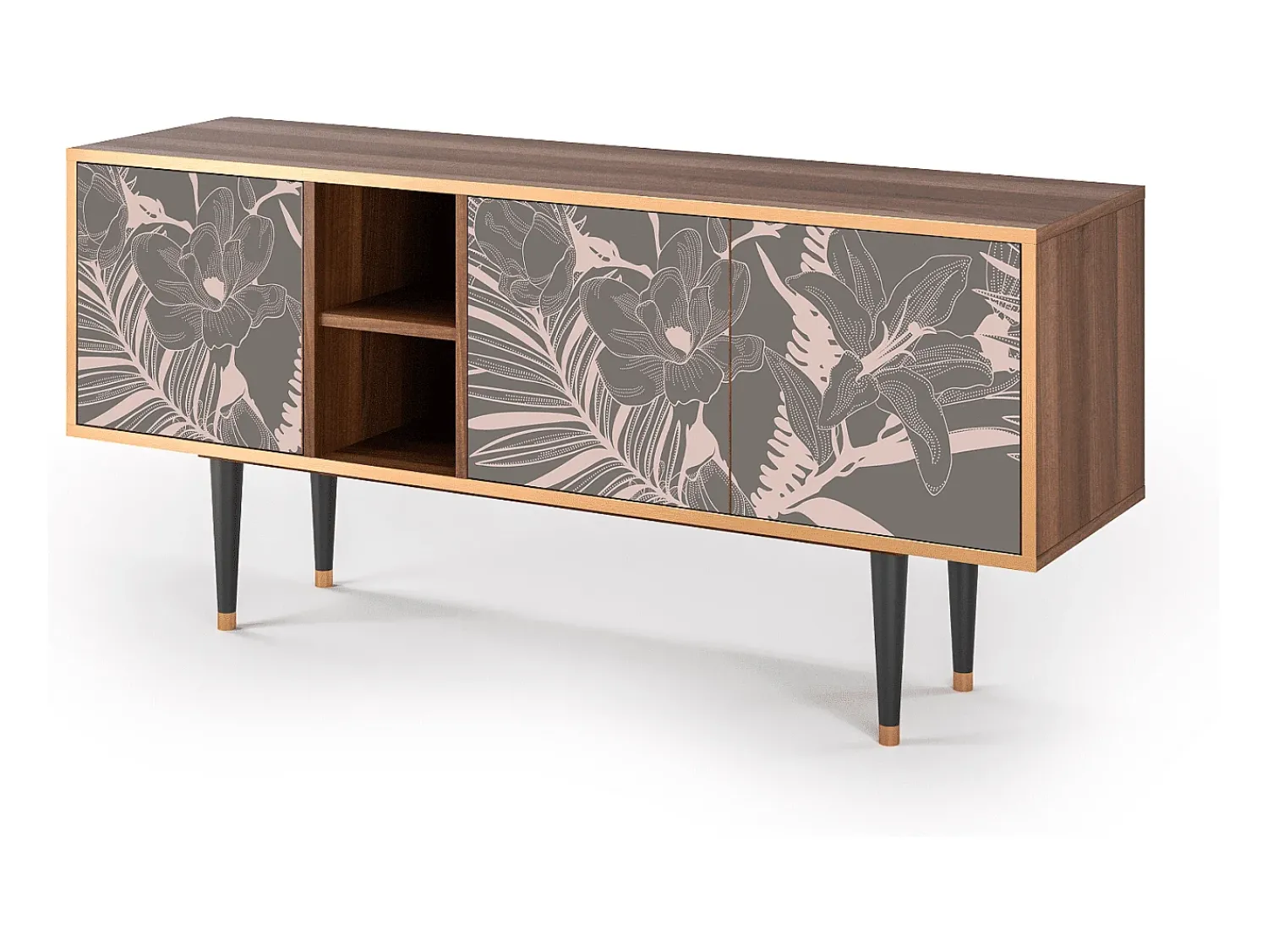 Móvel De Tv* Mueble de TV - 150х69х41 cm - T5 - Issabelline Flower, Nogueira Castanho