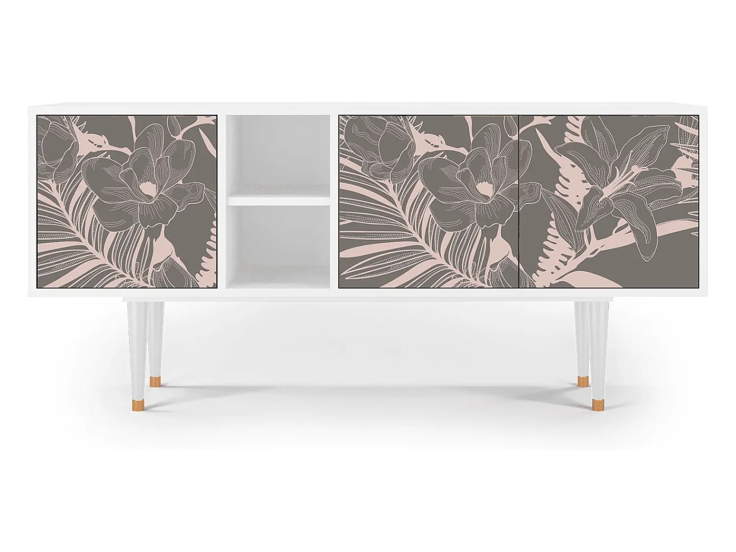 Outlet Mueble de TV - 150х69х41 cm - T5 - Issabelline Flower, Branco Bege