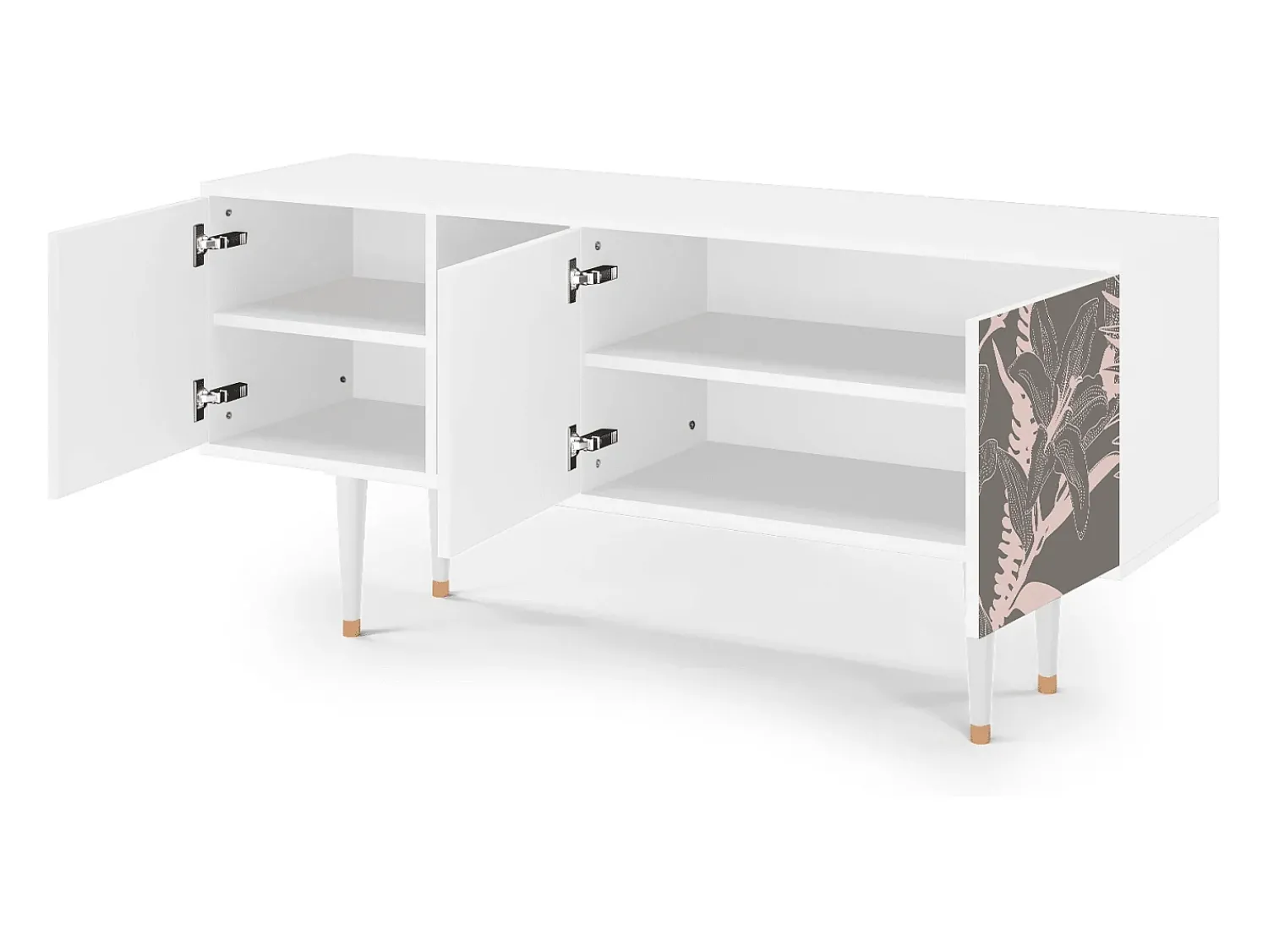 Outlet Mueble de TV - 150х69х41 cm - T5 - Issabelline Flower, Branco Bege