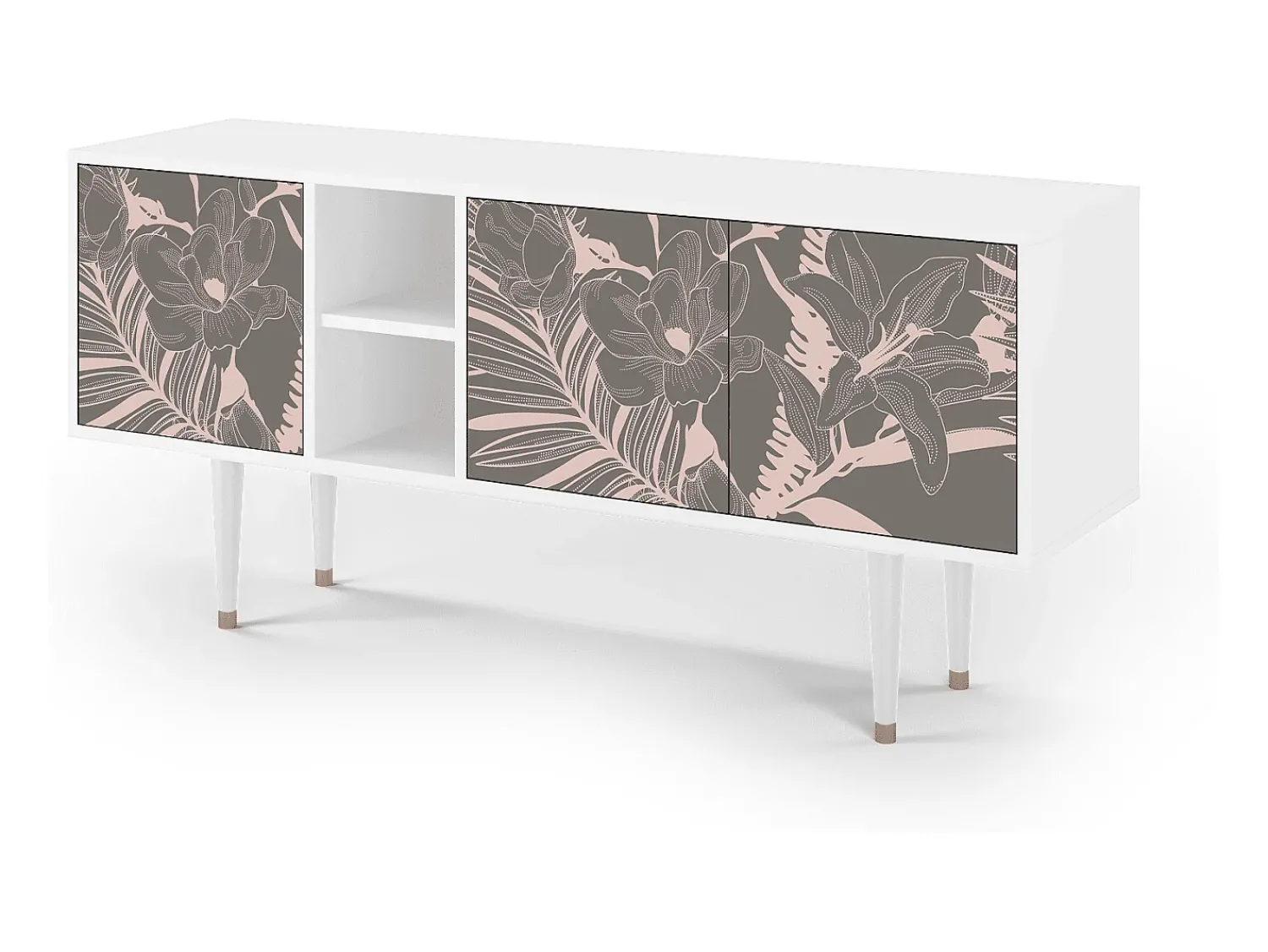 Outlet Mueble de TV - 150х69х41 cm - T5 - Issabelline Flower, Branco Bege