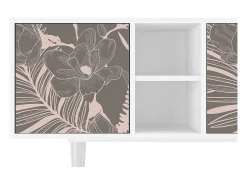 Outlet Mueble de TV - 150х69х41 cm - T5 - Issabelline Flower, Branco Bege