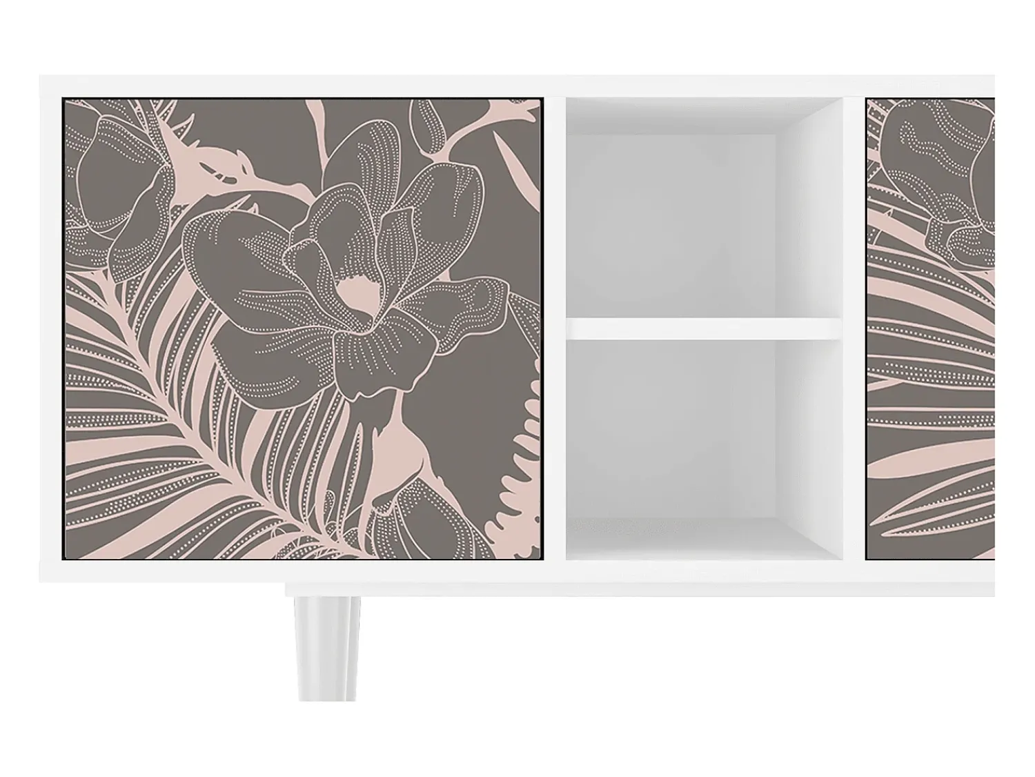 Outlet Mueble de TV - 150х69х41 cm - T5 - Issabelline Flower, Branco Bege