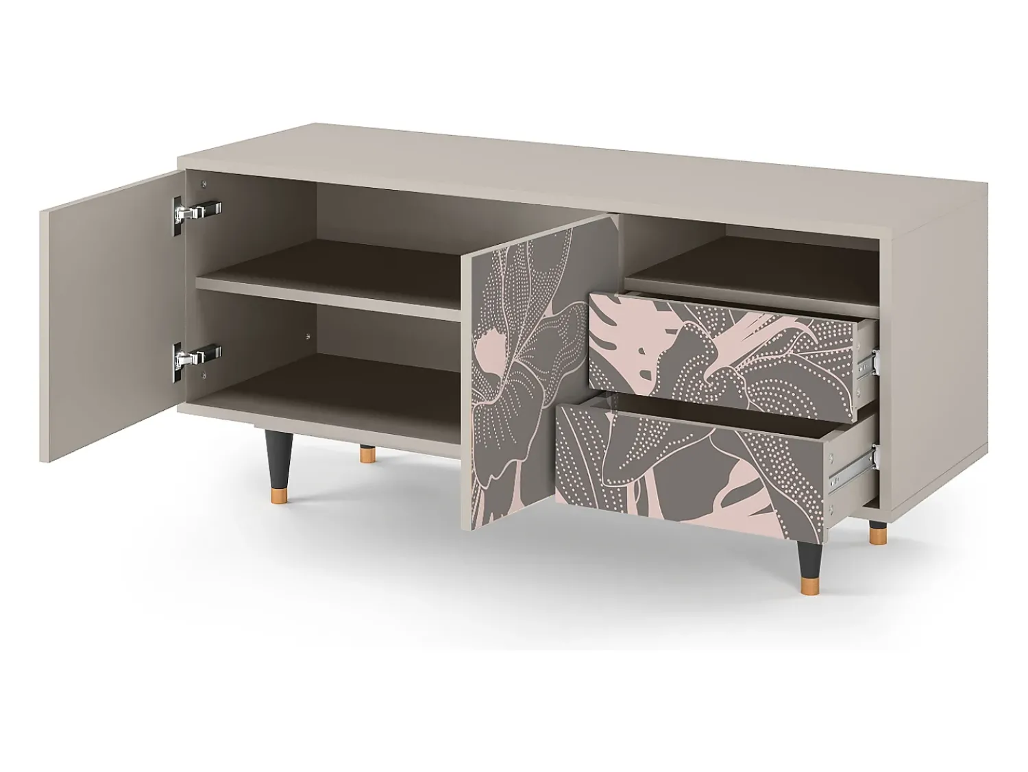 Móvel De Tv| Mueble de TV - 125х56х41 cm - T7 - Issabelline Flower, Areia Bege