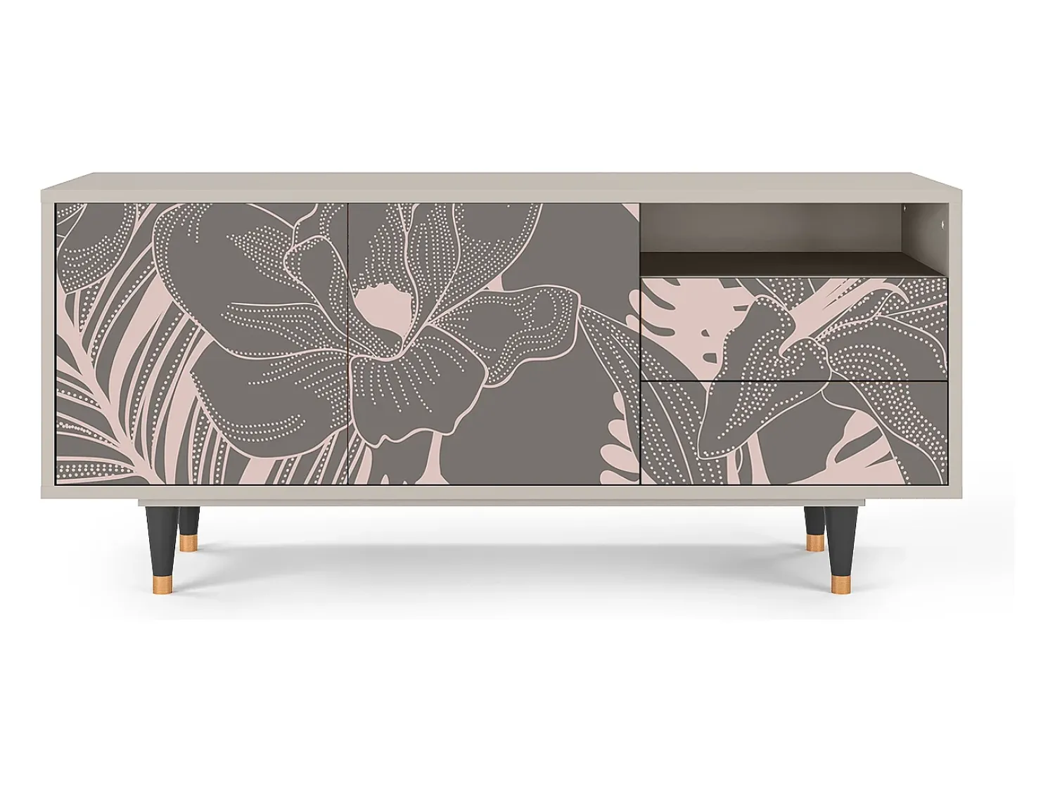 Móvel De Tv| Mueble de TV - 125х56х41 cm - T7 - Issabelline Flower, Areia Bege