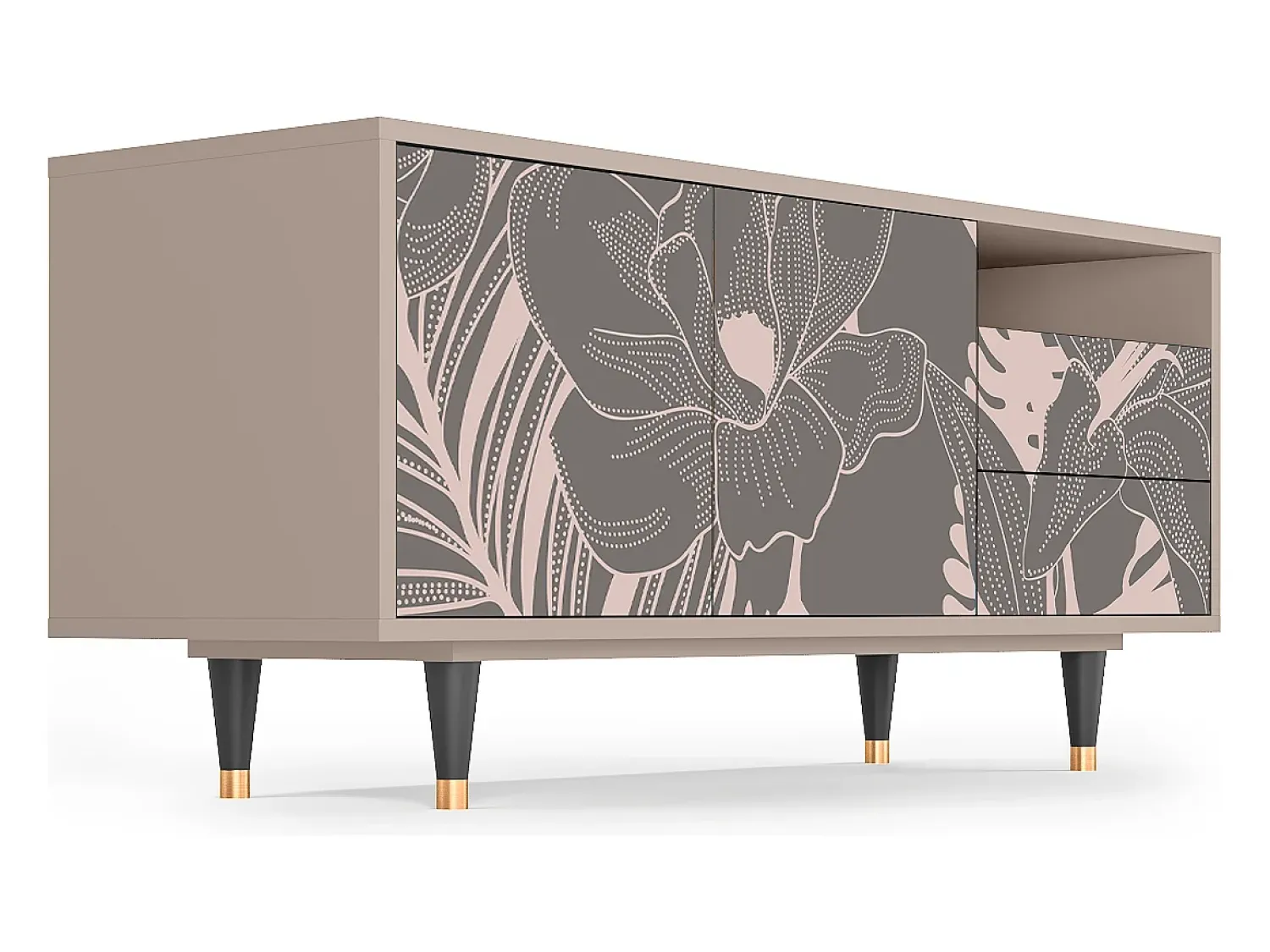 Mueble de TV - 125х56х41 cm - T7 - Issabelline Flower, Latte^ Móvel De Tv