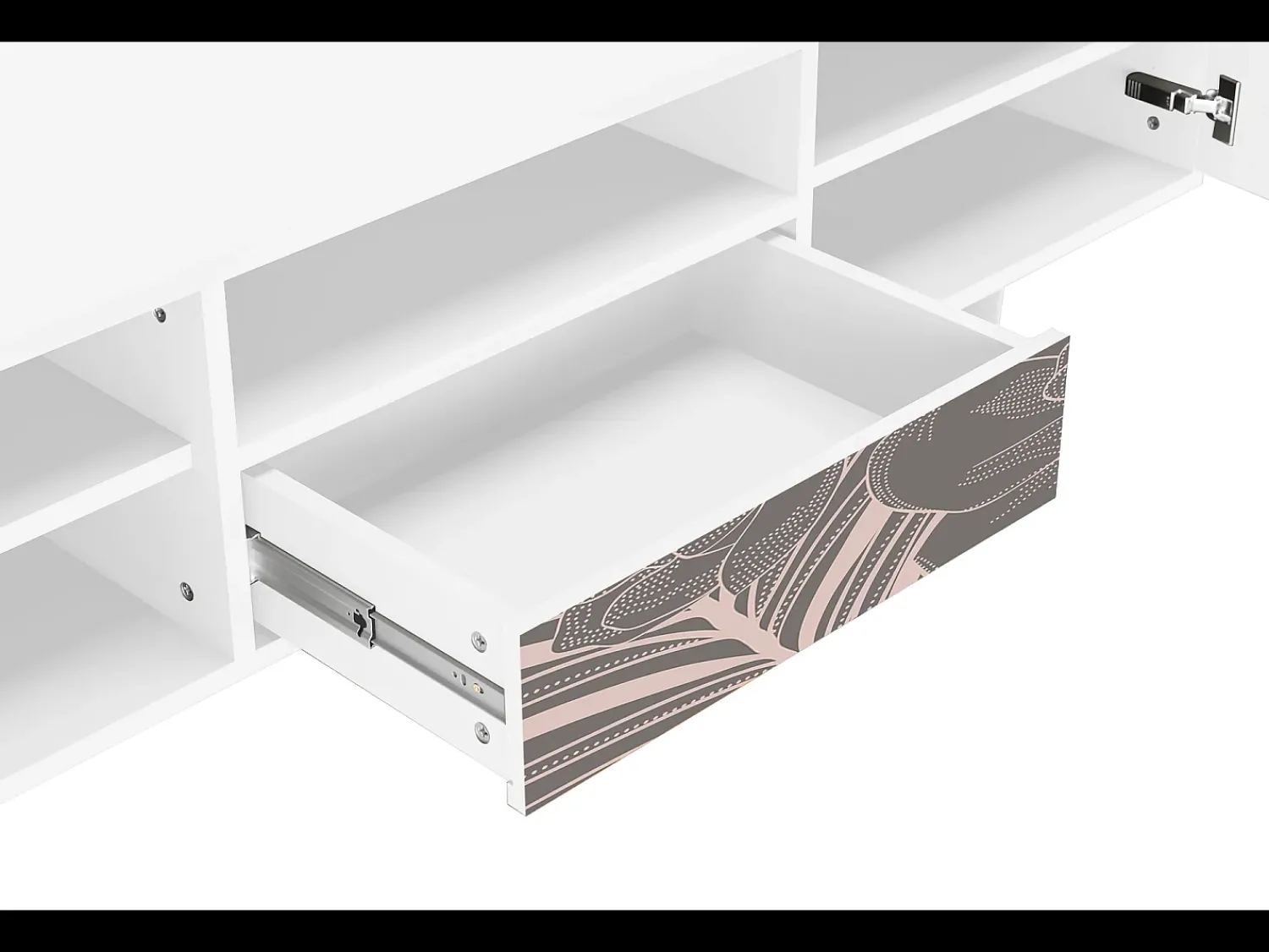 Móvel De Tv| Mueble de TV - 170х59х41 cm - T6 - Issabelline Flower, Branco Bege