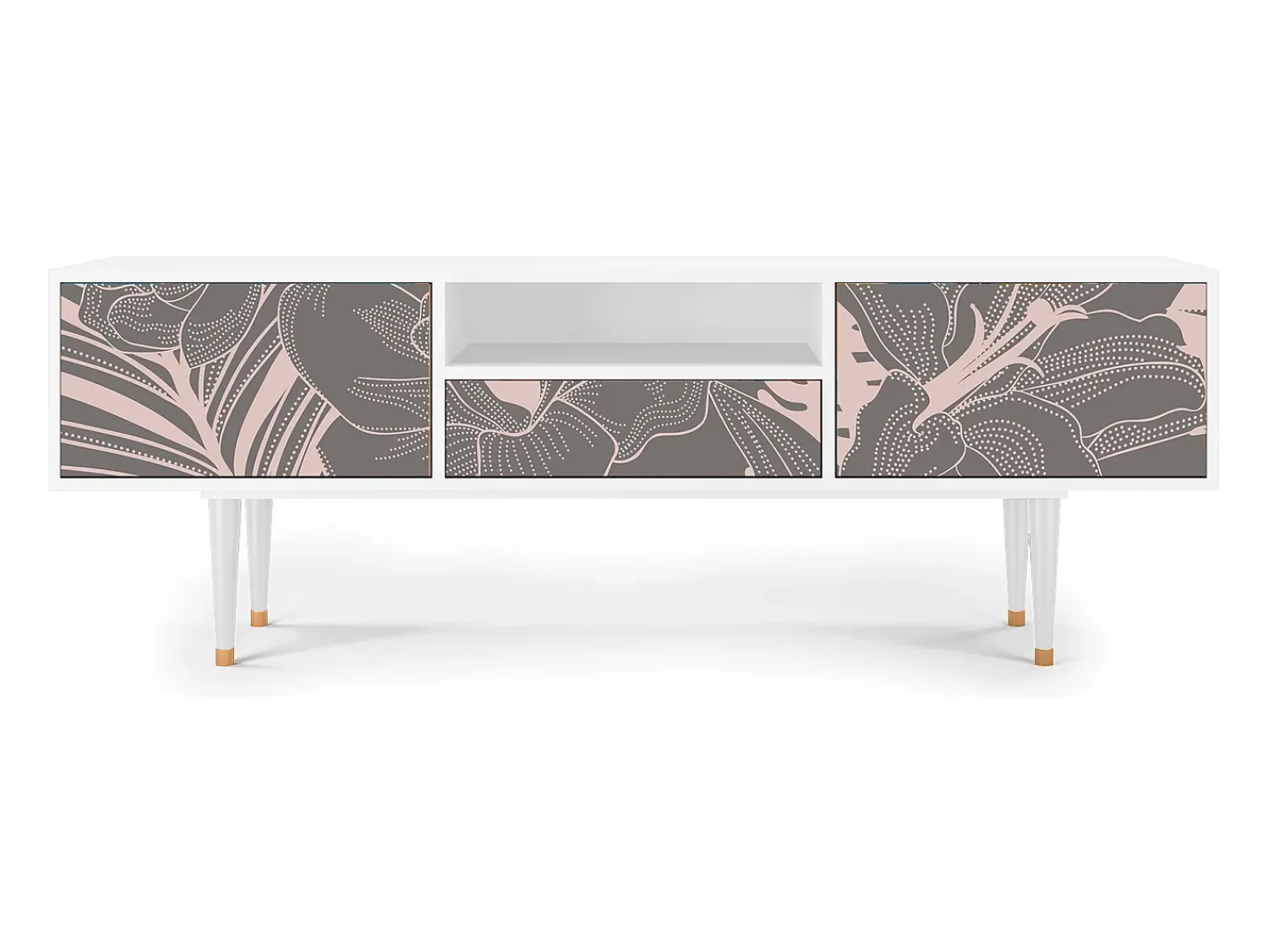 Móvel De Tv| Mueble de TV - 170х59х41 cm - T6 - Issabelline Flower, Branco Bege