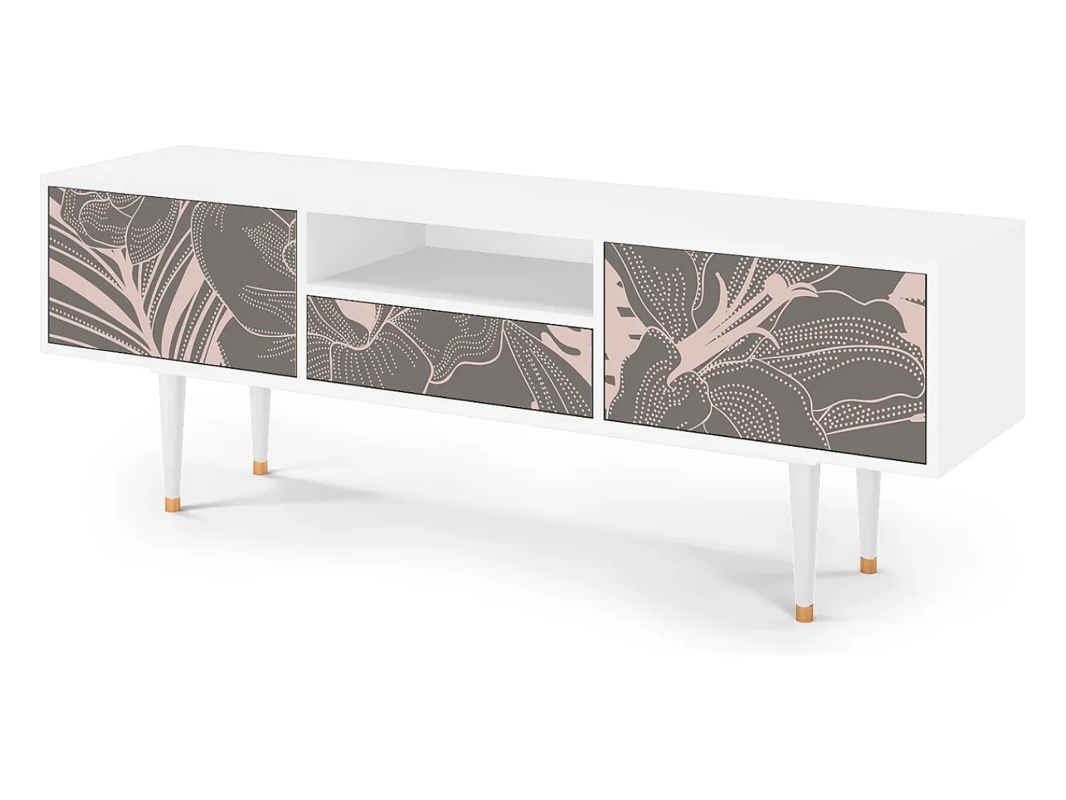 Móvel De Tv| Mueble de TV - 170х59х41 cm - T6 - Issabelline Flower, Branco Bege