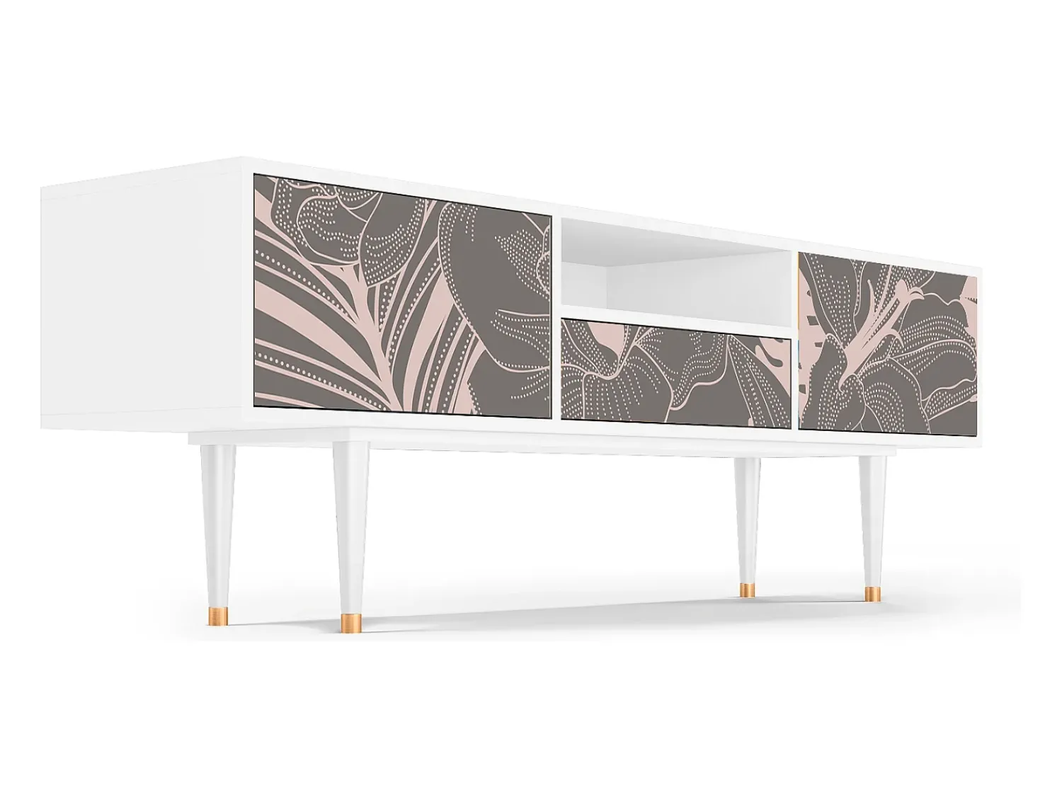 Móvel De Tv| Mueble de TV - 170х59х41 cm - T6 - Issabelline Flower, Branco Bege