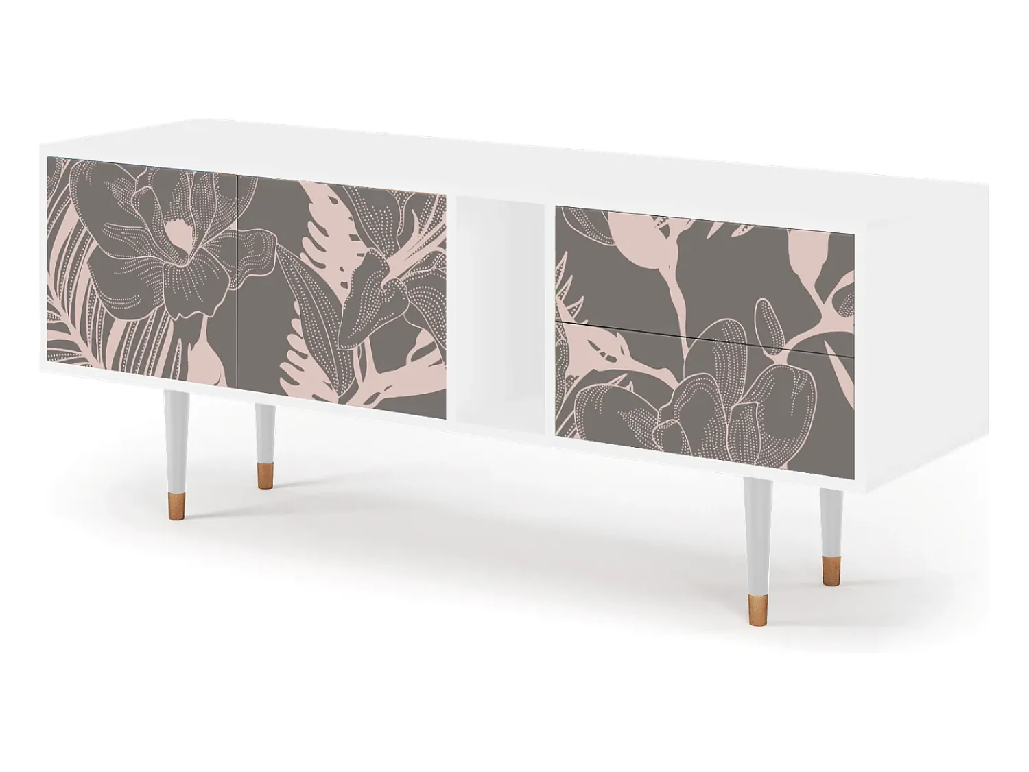 Mueble de TV - 170х69х48 cm - T1 - Issabelline Flower, Branco^ Móvel De Tv