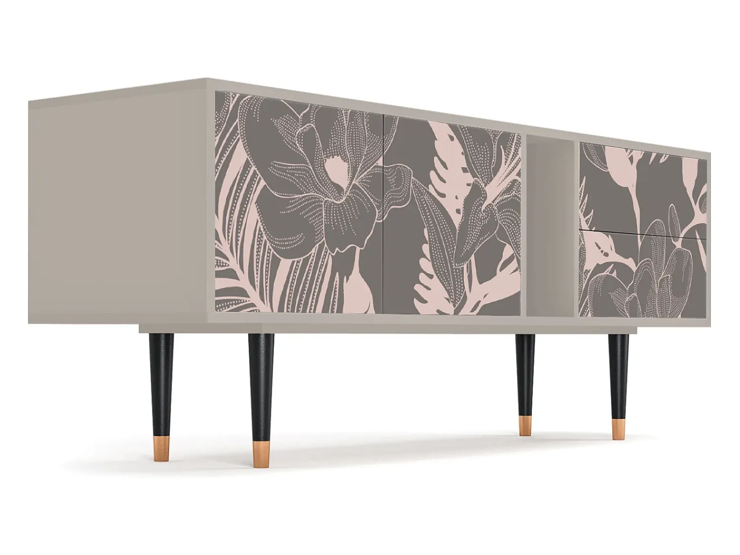 Móvel De Tv* Mueble de TV - 170х69х48 cm - T1 - Issabelline Flower, Areia Bege