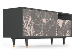 Móvel De Tv* Mueble de TV - 125х56х41 cm - T7 - Issabelline Flower, Antracite Cinza antracite