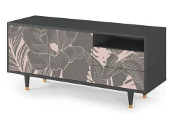 Móvel De Tv* Mueble de TV - 125х56х41 cm - T7 - Issabelline Flower, Antracite Cinza antracite