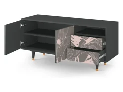 Móvel De Tv* Mueble de TV - 125х56х41 cm - T7 - Issabelline Flower, Antracite Cinza antracite