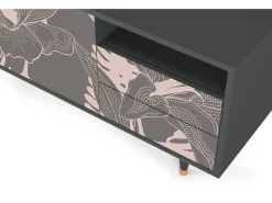 Móvel De Tv* Mueble de TV - 125х56х41 cm - T7 - Issabelline Flower, Antracite Cinza antracite