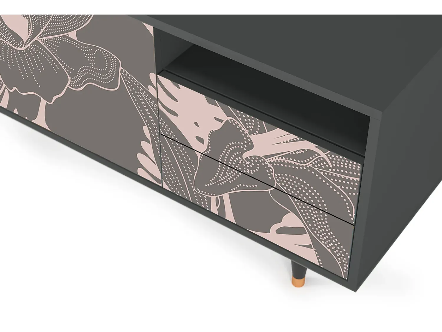 Móvel De Tv* Mueble de TV - 125х56х41 cm - T7 - Issabelline Flower, Antracite Cinza antracite