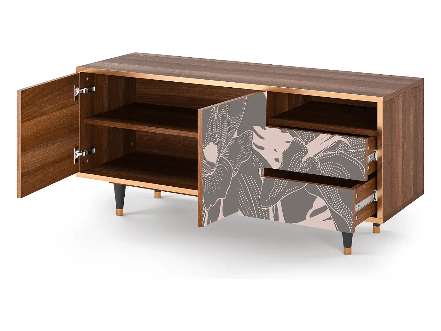 Mueble de TV - 125х56х41 cm - T7 - Issabelline Flower, Nogueira^ Móvel De Tv