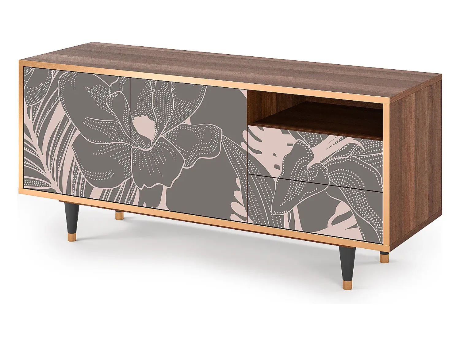 Mueble de TV - 125х56х41 cm - T7 - Issabelline Flower, Nogueira^ Móvel De Tv