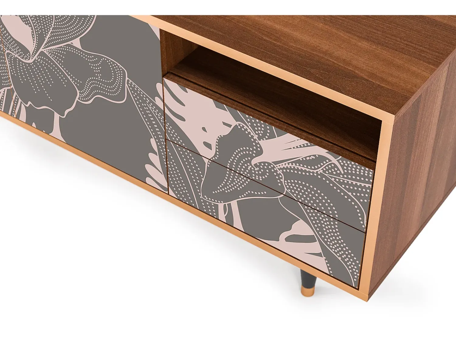 Mueble de TV - 125х56х41 cm - T7 - Issabelline Flower, Nogueira^ Móvel De Tv