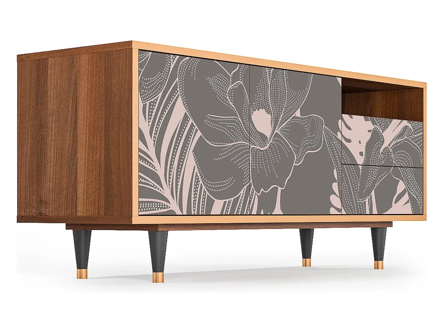 Mueble de TV - 125х56х41 cm - T7 - Issabelline Flower, Nogueira^ Móvel De Tv