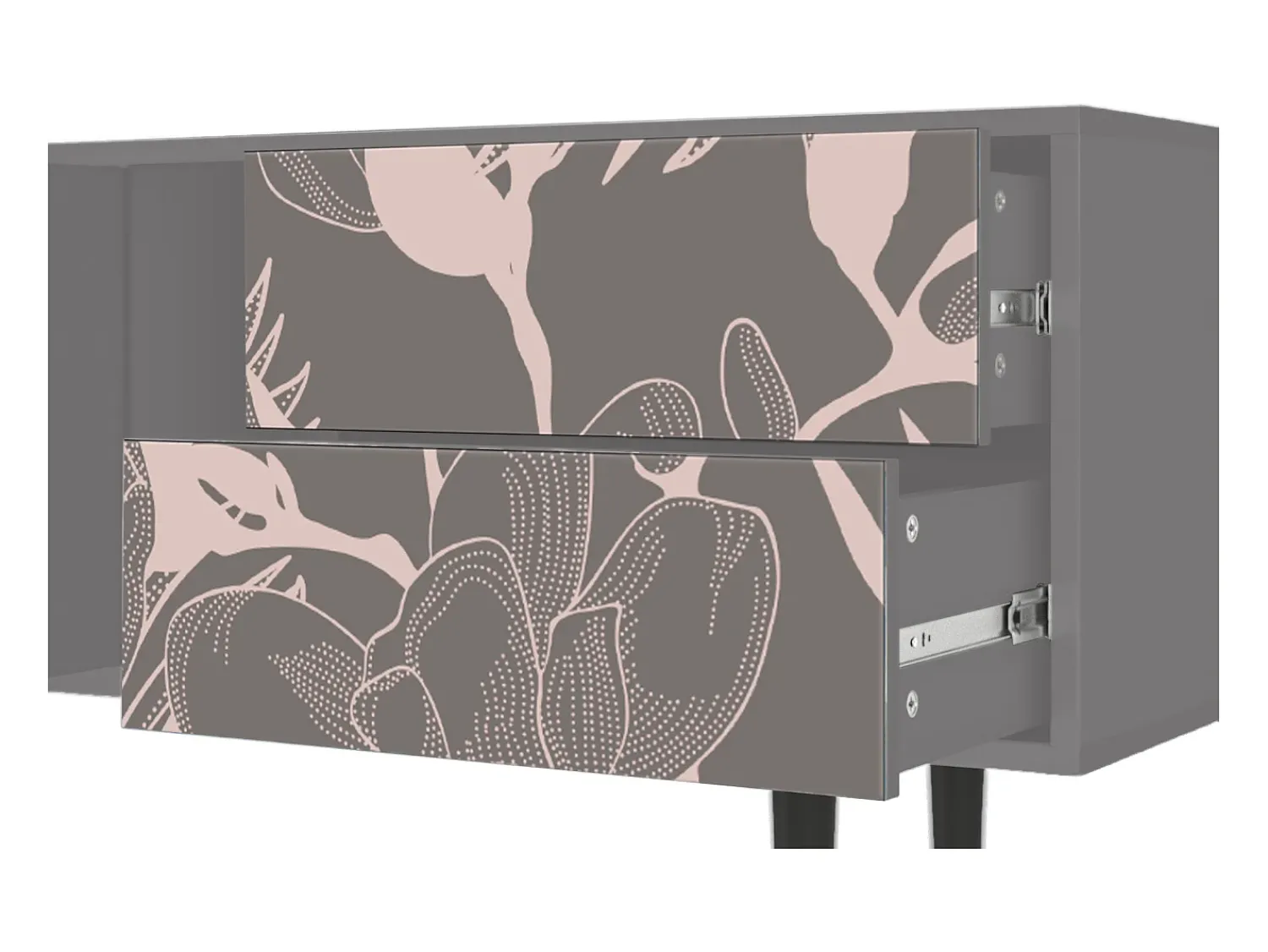Móvel De Tv| Mueble de TV - 170х69х48 cm - T1 - Issabelline Flower, Cinza Cinzento