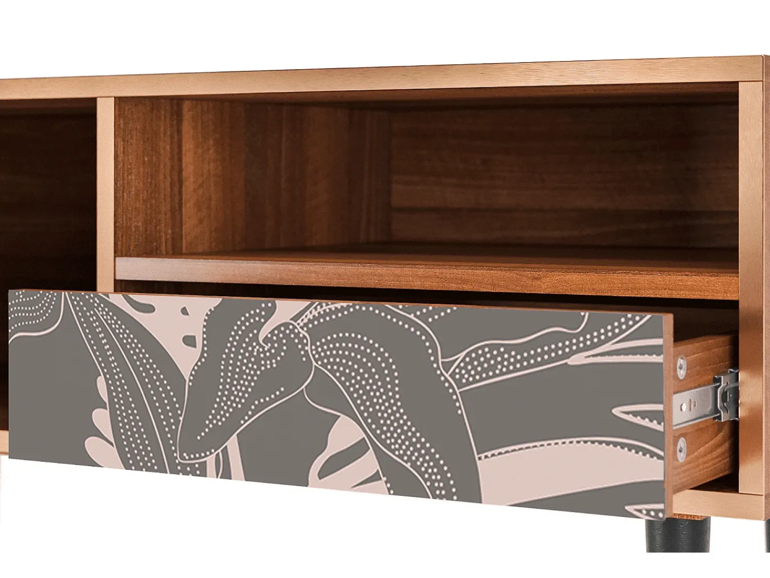 Mueble de TV - 115х59х48 cm - T3 - Issabelline Flower, Nogueira^ Móvel De Tv